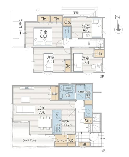 横浜市戸塚区東俣野町の新築一戸建の間取り
