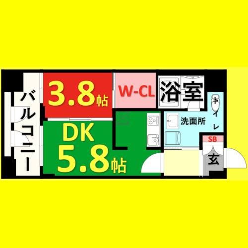 KDX千早レジデンス　名古屋市賃貸　仲介手数料無料の間取り