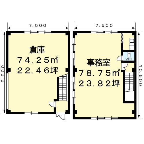 二重堀林先　倉庫付事務所の間取り