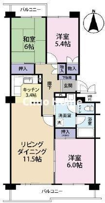 シティコープ清新14号棟の間取り|南向き・両面バルコニーにつきまして日当たり・通風・眺望良好