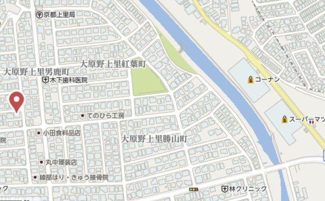 京都市西京区大原野上里男鹿町　新築戸建の地図
