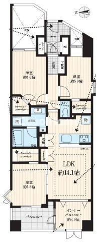ヴェルビュ亀有の間取り|3方角部屋住戸につきまして日当り・通風良好。新規リノベーション施工が完了致しましたのでいつでも内覧が可能です。既存住宅売買瑕疵保険加入物件ですのでご購入後も安心して暮らせます。