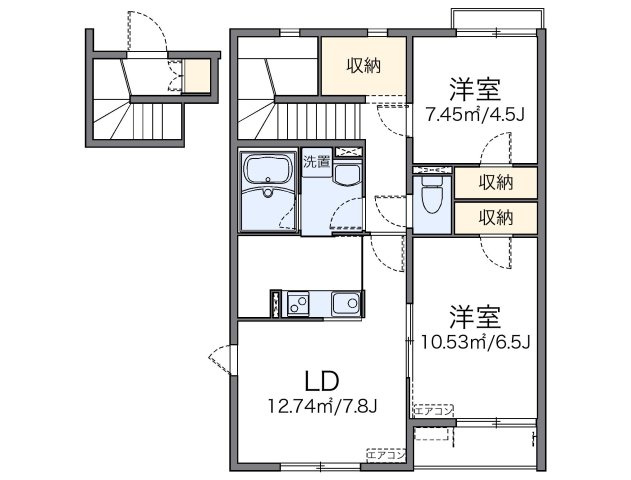 筑紫野市湯町３丁目のアパートの間取り|代表的な間取のため実際の間取とは異なる場合があります