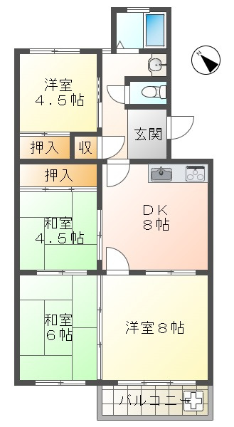 垂水高丸住宅4号棟の間取り