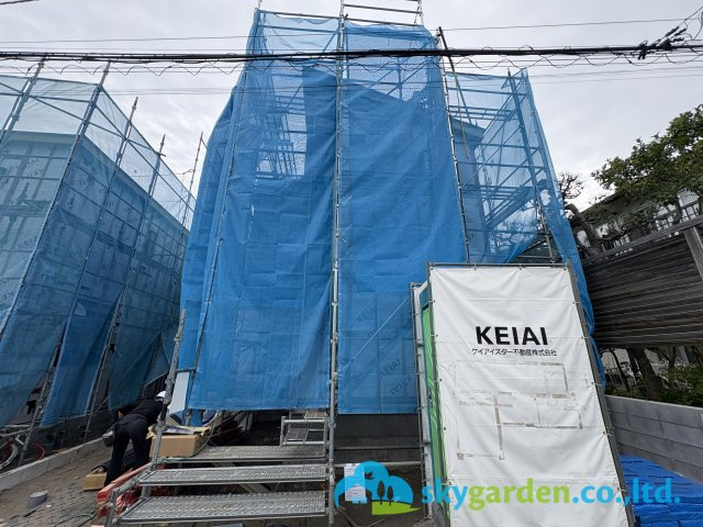 藤沢市辻堂太平台４期　新築戸建　全２棟１号棟の外観|令和8年4月22日撮影（工事中）