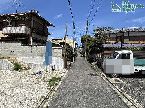 紫野泉堂町 新築戸建 1号地の前面道路含む現地写真