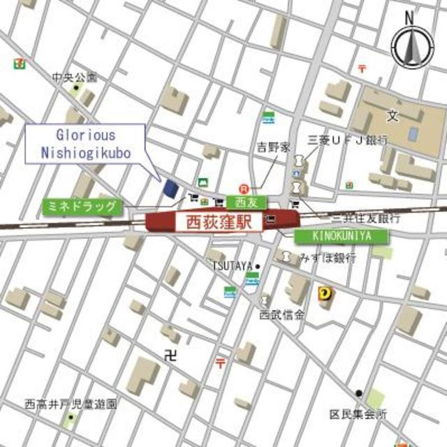 杉並区西荻北３丁目の賃貸マンションの地図
