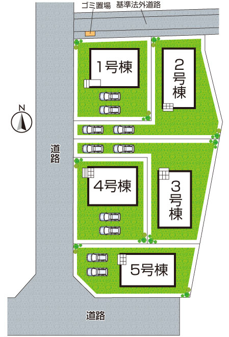 ●29(土)30(日)現地説明会！　生駒郡平群町若葉台　全5邸の区画図|全５区画