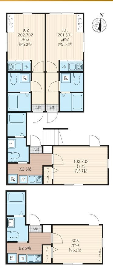ＣＯＺＹ若宮(コージーワカミヤ)の区画図