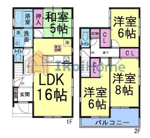 神戸市西区宮下１丁目　中古戸建の間取り|●年中無休：当日予約可●2階全室6帖以上でゆったりとした間取り♪収納も全居室に完備しております！