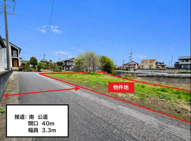 北群馬郡吉岡町大久保売地（産業道路東）の前面道路含む現地写真