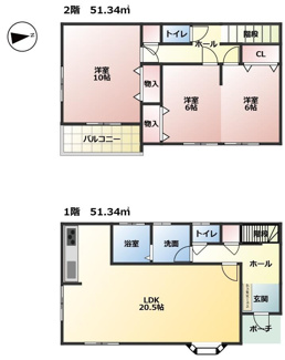 【間取り】 | 市原市西広　中古戸建　海士有木駅 | 全居室フローリングの暮らしやすい間取りです。収納スペースも完備されています。
リフォーム済みにつきすぐに新生活をスタートさせていただけます！