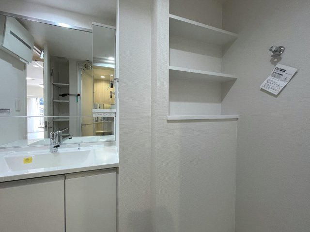 え？えっ？いきなりヨーロピアンな外観が出てくるアンバランス！ガチ住宅街なのに、ココだけ異国情緒ある治外法権！パスポートなしでお部屋にイン！な、【サンクタス横濱三ツ沢公園】リフォームの独立洗面台|独立洗面化粧台が付いています