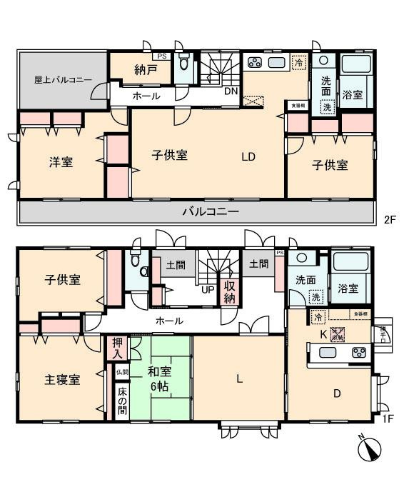小島町二丁目貸家の間取り|２世帯住宅仕様