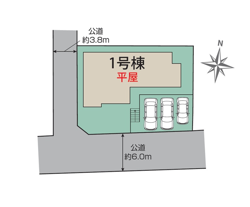 新築　伊勢崎市豊城町　1号棟　Blooming Gardenの区画図|全1区画の物件です。土地約76坪。