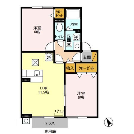 【間取り】 | アミューズＡ・Ｂ A