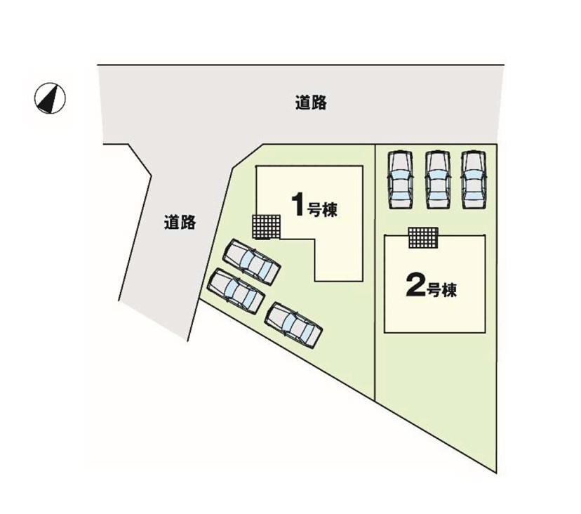 新築　伊勢崎市今泉町1期　1号棟の区画図|全2区画の1号棟です。土地約58坪。
