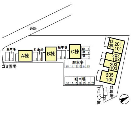 シャルムコート　Ｄの区画図