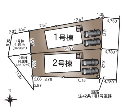 富士宮市貴船町の新築一戸建の区画図