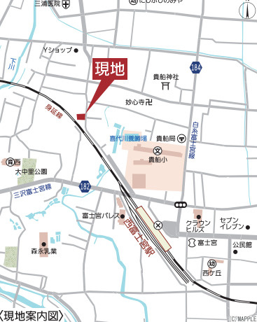 富士宮市貴船町の新築一戸建の地図