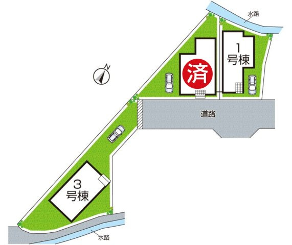 29日(土)30日(日)現地ご見学可能！　交野市私市　全3邸の区画図|全3区画