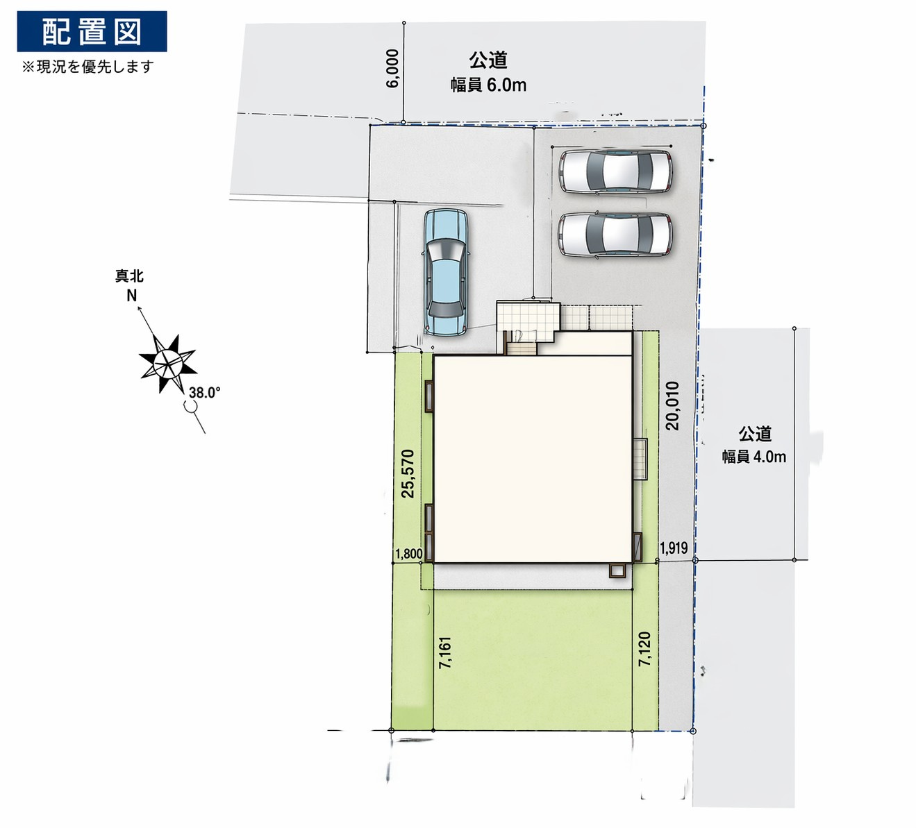 杜の里ニュータウン小山羽川　中古戸建ての区画図|前面道路６ｍなので運転が不安な方でも駐車がしやすいです。