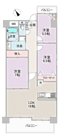 宝マンション滝ノ水第三の間取り
