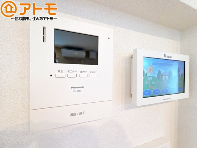 【防犯設備】 | 駿河区八幡5丁目8期　新築戸建　1号地 | TVモニター付きインターホンは訪問者を確認することができて、防犯性に優れています♪