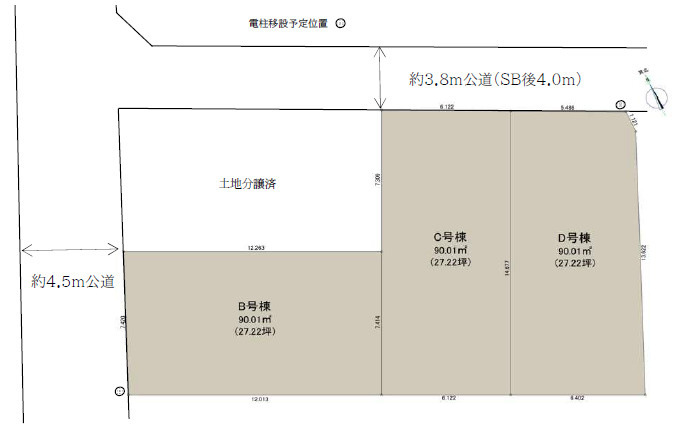 杉並区松庵3丁目　デザイン性と機能性溢れる邸　全3棟の区画図|全棟ガス乾燥機「幹太くん」デラックス設置です♪