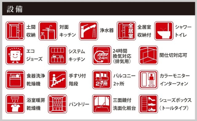 松戸市栄町８丁目新築戸建【旭町小学校:9分】の構造・工法・仕様|設備一覧