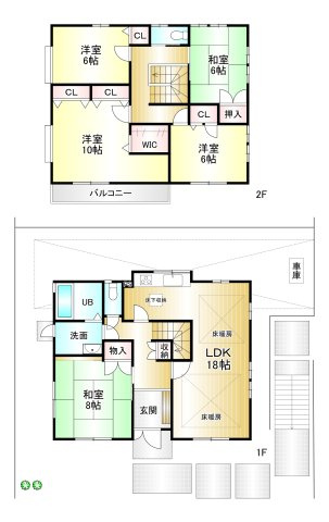 香芝市真美ケ丘７丁目　の間取り|5LDK　土地面積：200.68ｍ2　建物面積：132.9ｍ2　駐車２台可