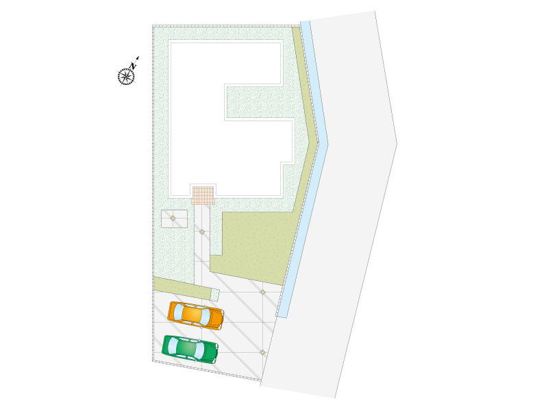 行田市大字野３区画　３号棟　配置図　車２台駐車可能！土地94坪