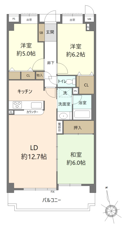 シティオ岩崎台の間取り|3LDK　専有面積72.13㎡