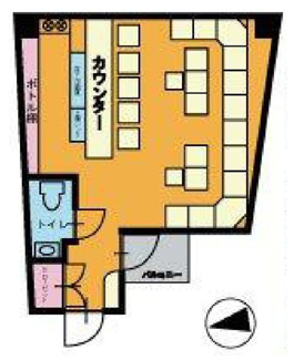【間取り】 | 東門街に面するバー居抜物件