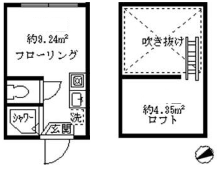 ソフィアシャングリラ(家具付き)の間取り|ワンルーム＋ロフト　築浅☆敷金礼金ゼロ☆初期安☆家具付き☆