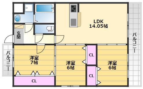 【間取り】 | レーヴメゾン羽衣