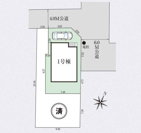 【GRAFARE　ZEH水準仕様】国分寺市東戸倉２期の区画図|南側の庭スペースは、建物奥にございますのでプライバシーが守られやすい点も魅力です♪