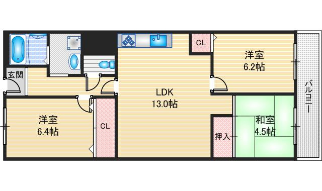 茨木春日丘グリーンハイツBの間取り