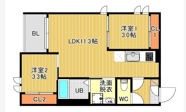 REGALEST千早テラスの間取り|使いやすい間取りです。