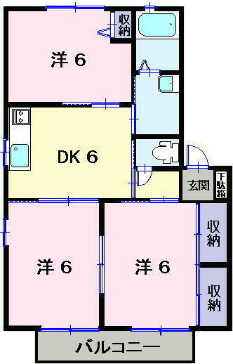 総社市中央４丁目のアパートの間取り|3DK 間取り