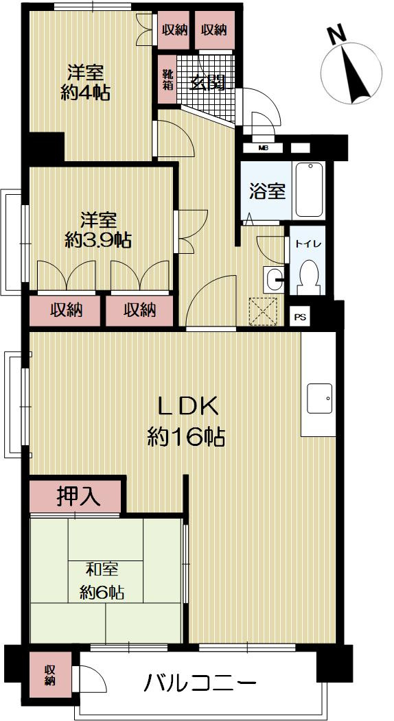 五月丘ハウスA棟の間取り