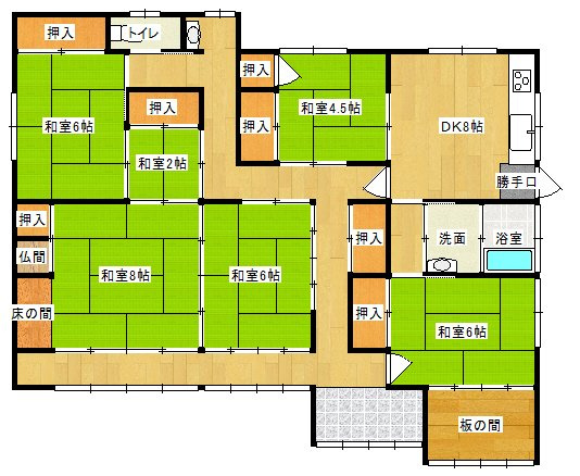 【間取り】 | 農地山林付き　万倉小学校に通える平屋中古住宅　宇部市大字東須恵 | 平屋です