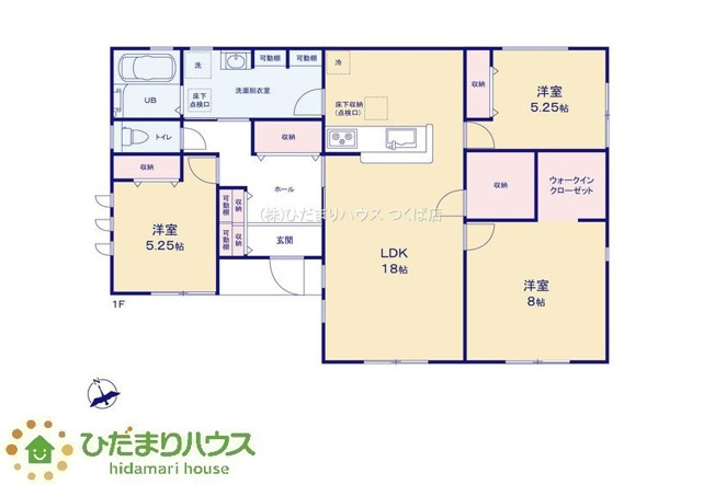 【間取り】 | 第2石岡市茨城　新築戸建 | 人気の平屋！収納豊富な間取り。
