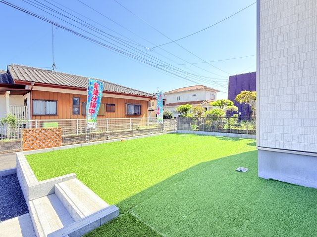 小美玉市栗又四ケ　新築戸建ての庭|広さや日当たりなど、写真では伝えきれない部分を現地で確認してみませんか？