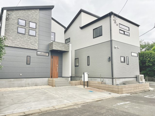 仲介手数料無料 ブルーミングガーデン菊陽町武蔵ヶ丘北1丁目2号棟 武蔵ヶ丘北小・武蔵ヶ丘中の外観|2号棟｜南側から見た外観