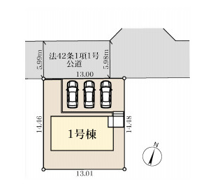 上尾市小泉　新築一戸建て　リーブルガーデン　01の区画図|１号棟