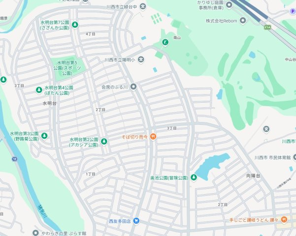 川西市向陽台　第4期　新築一戸建ての地図