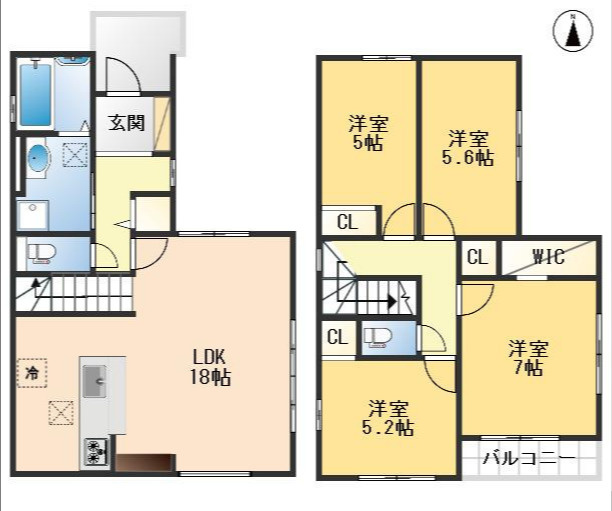 豊中市春日町1丁目　新築戸建の間取り