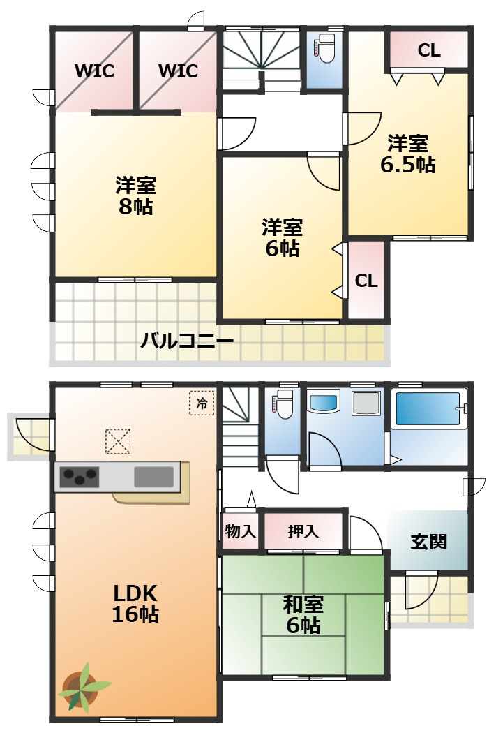 LiveleGarden.S栃木市都賀町升塚第2の間取り|全室南向きで陽当たりの良い間取りです
