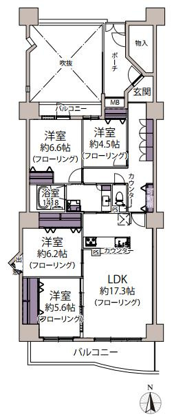 西福岡マリナタウンイーストコート2号棟の間取り